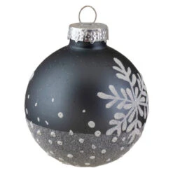 Set Of 6 Gray And White Snowflake Glass Christmas Ball Ornaments 4" (101mm) -Christmas Decor Sale northlight wy88925 02 38647.1599613340