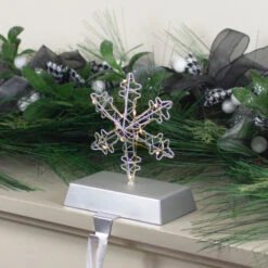 Northlight 7.5" LED Lighted Silver Wired Snowflake Christmas Stocking Holder -Christmas Decor Sale northlight wy89008 5 25906.1665611634