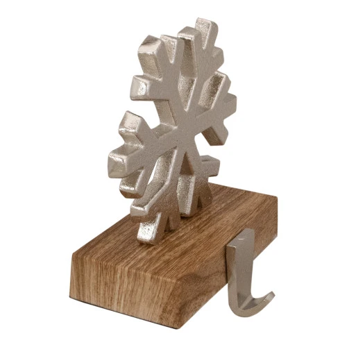 Northlight 6" Silver Snowflake On Wood Look Base Christmas Stocking Holder 5 Northlight 6" Silver Snowflake On Wood Look Base Christmas Stocking Holder - Image 3