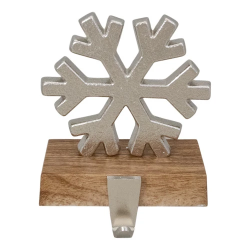Northlight 6" Silver Snowflake On Wood Look Base Christmas Stocking Holder 3 Northlight 6" Silver Snowflake On Wood Look Base Christmas Stocking Holder