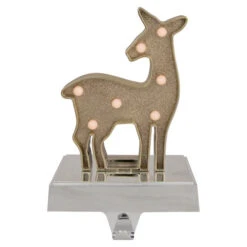 Northlight LED Lighted Reindeer Christmas Stocking Holder - 7.5" - Gold Finish