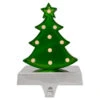 Northlight LED Lighted Shiny Christmas Tree Stocking Holder - 7" - Silver And Green
