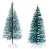 Northlight Frosted Mini Bottle Brush Pine Christmas Village Trees - 4" - Set Of 2