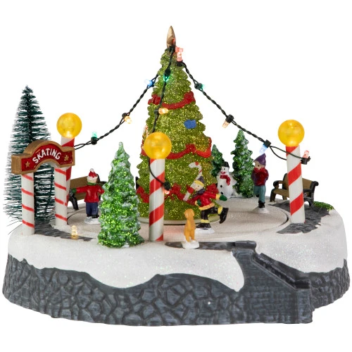 Northlight Animated And Musical Ice Skaters Christmas Scene LED Lighted Village Display - 9" 6 Northlight Animated And Musical Ice Skaters Christmas Scene LED Lighted Village Display - 9" - Image 4