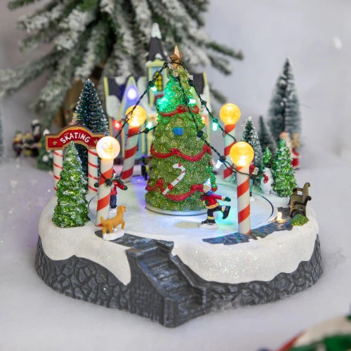 Northlight Animated And Musical Ice Skaters Christmas Scene LED Lighted Village Display - 9" 3 Northlight Animated And Musical Ice Skaters Christmas Scene LED Lighted Village Display - 9"