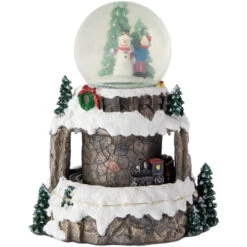 Northlight LED Lighted Animated And Musical Christmas Snowman And Train Snow Globe - 9.25"