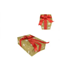 Northlight Lighted Snowflake Gift Box Outdoor Christmas Decoration - 13" - Gold - Set Of 3 -Christmas Decor Sale northlight y76235 3 07550.1599786482