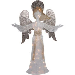 49.25" LED Lighted White And Gold Angel Christmas Decoration