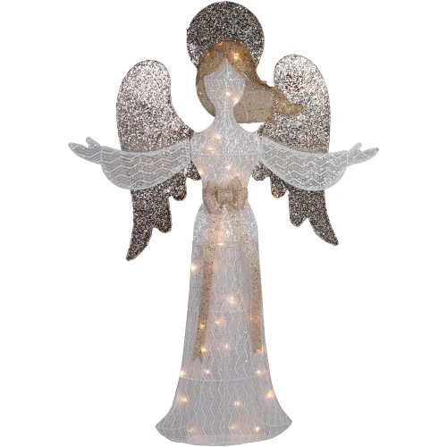 49.25" LED Lighted White And Gold Angel Christmas Decoration 3 49.25" LED Lighted White And Gold Angel Christmas Decoration