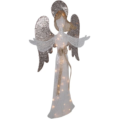 49.25" LED Lighted White And Gold Angel Christmas Decoration 6 49.25" LED Lighted White And Gold Angel Christmas Decoration - Image 4