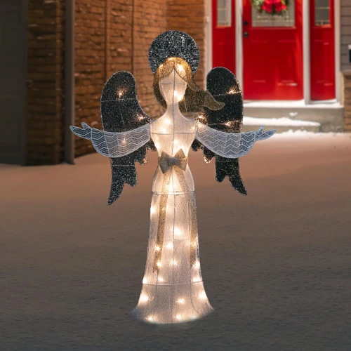 49.25" LED Lighted White And Gold Angel Christmas Decoration 4 49.25" LED Lighted White And Gold Angel Christmas Decoration - Image 2