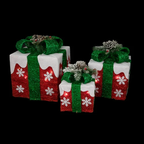 Northlight Set Of 3 Lighted Red With White Snowflakes Gift Boxes Christmas Decorations 5 Northlight Set Of 3 Lighted Red With White Snowflakes Gift Boxes Christmas Decorations - Image 3