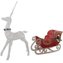 Northlight 51" Lighted White Reindeer With Sleigh Christmas Decoration -Christmas Decor Sale northlight y93946 2 01850.1680285445