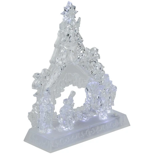 Northlight LED Lighted Nativity Scene In Stable Acrylic Christmas Decoration - 10.75" 5 Northlight LED Lighted Nativity Scene In Stable Acrylic Christmas Decoration - 10.75" - Image 3
