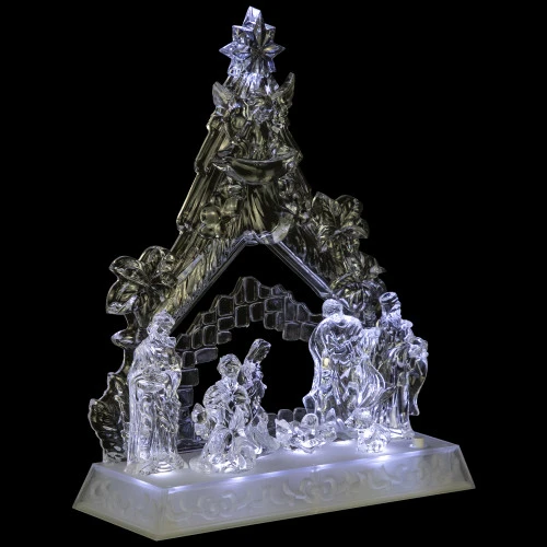 Northlight LED Lighted Nativity Scene In Stable Acrylic Christmas Decoration - 10.75" 6 Northlight LED Lighted Nativity Scene In Stable Acrylic Christmas Decoration - 10.75" - Image 4