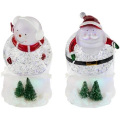 Northlight LED Lighted Color Changing Skiing Santa And Snowman Acrylic Christmas Snow Globes - 7.25" - Set Of 2 -Christmas Decor Sale northlight y94770 02 11475.1696522477