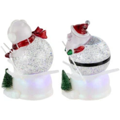 Northlight LED Lighted Color Changing Skiing Santa And Snowman Acrylic Christmas Snow Globes - 7.25" - Set Of 2 -Christmas Decor Sale northlight y94770 03 28900.1696522475
