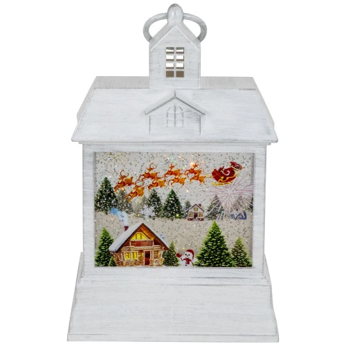 LED Lighted Santa's Sleigh Christmas Lantern Snow Globe - 10" 4 LED Lighted Santa's Sleigh Christmas Lantern Snow Globe - 10" - Image 2