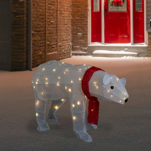 Northlight LED Lighted Tinsel Polar Bear Outdoor Christmas Decoration - 32" - Warm White Lights 4 Northlight LED Lighted Tinsel Polar Bear Outdoor Christmas Decoration - 32" - Warm White Lights - Image 2