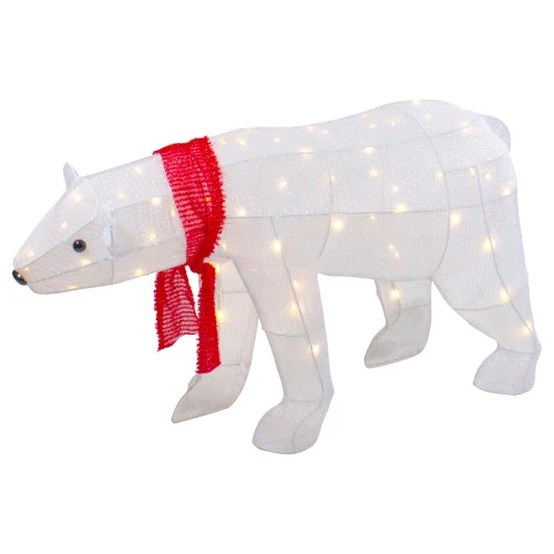 Northlight LED Lighted Tinsel Polar Bear Outdoor Christmas Decoration - 32" - Warm White Lights 3 Northlight LED Lighted Tinsel Polar Bear Outdoor Christmas Decoration - 32" - Warm White Lights