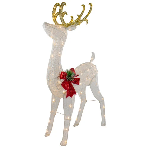 Northlight 48" LED Lighted Glitter Reindeer With Sleigh Outdoor Christmas Decoration 6 Northlight 48" LED Lighted Glitter Reindeer With Sleigh Outdoor Christmas Decoration - Image 4