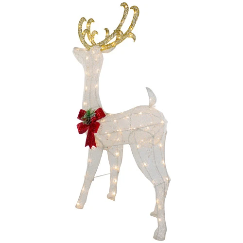 Northlight 48" LED Lighted Glitter Reindeer With Sleigh Outdoor Christmas Decoration 8 Northlight 48" LED Lighted Glitter Reindeer With Sleigh Outdoor Christmas Decoration - Image 6