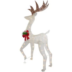 Northlight 60" LED Lighted Glitter Reindeer With Red Bow Outdoor Christmas Decoration -Christmas Decor Sale northlight ye92354 3 37206.1665610752