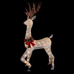 Northlight 60" LED Lighted Glitter Reindeer With Red Bow Outdoor Christmas Decoration -Christmas Decor Sale northlight ye92354 onblack 34236.1665610752