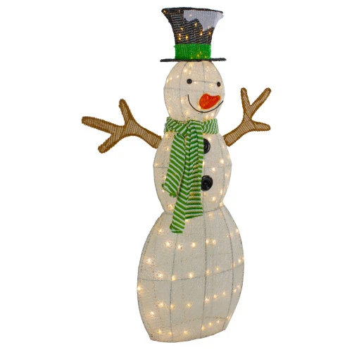 Northlight 43" LED Lighted Snowman With Top Hat And Green Scarf Outdoor Christmas Decoration 6 Northlight 43" LED Lighted Snowman With Top Hat And Green Scarf Outdoor Christmas Decoration - Image 4