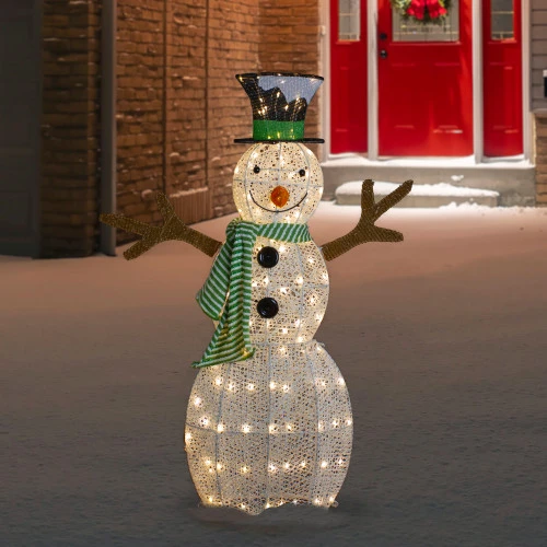 Northlight 43" LED Lighted Snowman With Top Hat And Green Scarf Outdoor Christmas Decoration 4 Northlight 43" LED Lighted Snowman With Top Hat And Green Scarf Outdoor Christmas Decoration - Image 2