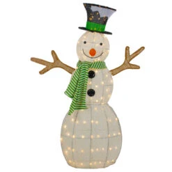 Northlight 43" LED Lighted Snowman With Top Hat And Green Scarf Outdoor Christmas Decoration