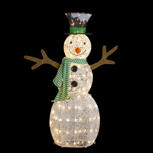 Northlight 43" LED Lighted Snowman With Top Hat And Green Scarf Outdoor Christmas Decoration 5 Northlight 43" LED Lighted Snowman With Top Hat And Green Scarf Outdoor Christmas Decoration - Image 3