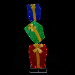 Northlight LED Lighted Stacked Tinsel Gift Boxes Outdoor Christmas Decoration - 48" - Warm White -Christmas Decor Sale northlight ye92363 onblack 35085.1637152439