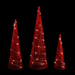 Northlight LED Lighted Glitter Cone Tree Outdoor Christmas Decorations - 23.5" - Set Of 3 -Christmas Decor Sale northlight ye92368 onblack 74116.1665611638