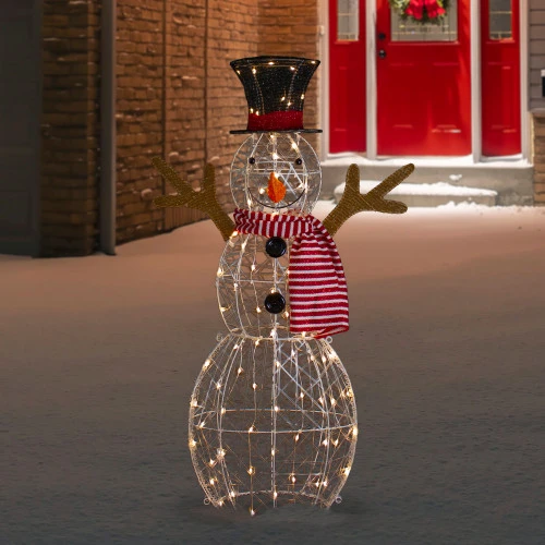 Northlight 48" LED Lighted Snowman With Top Hat And Red Scarf Outdoor Christmas Decoration 4 Northlight 48" LED Lighted Snowman With Top Hat And Red Scarf Outdoor Christmas Decoration - Image 2