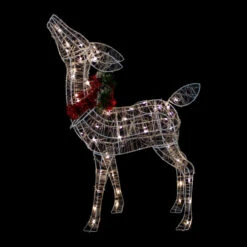 Northlight 35" LED Lighted Standing Reindeer With Bow Outdoor Christmas Decoration