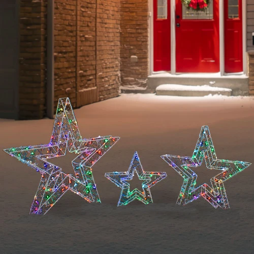 Northlight LED Lighted Multi-Function Outdoor Christmas Stars - 23" - Multicolor - Set Of 3 5 Northlight LED Lighted Multi-Function Outdoor Christmas Stars - 23" - Multicolor - Set Of 3 - Image 3
