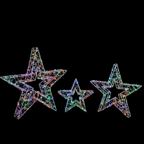 Northlight LED Lighted Multi-Function Outdoor Christmas Stars - 23" - Multicolor - Set Of 3 3 Northlight LED Lighted Multi-Function Outdoor Christmas Stars - 23" - Multicolor - Set Of 3