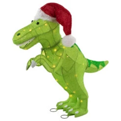 Northlight LED Lighted Tinsel Santa T-Rex Dinosaur Outdoor Christmas Decoration - 30" - Warm White -Christmas Decor Sale northlight ye93932 2 32058.1702056332