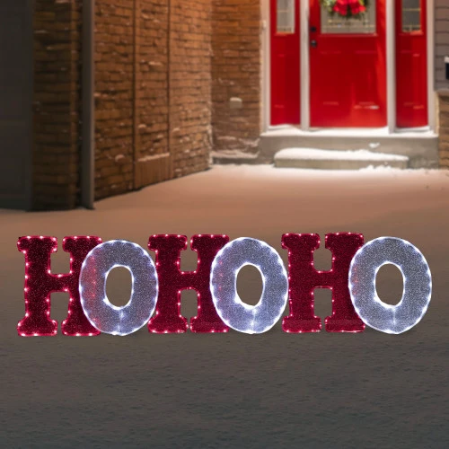 Northlight LED Lighted "Ho Ho Ho" Outdoor Christmas Decoration - 76.75" - Red And White Lights 4 Northlight LED Lighted "Ho Ho Ho" Outdoor Christmas Decoration - 76.75" - Red And White Lights - Image 2