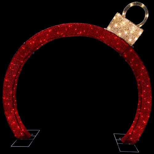 Northlight 4.25' Red LED Lighted Ornament Arch Outdoor Christmas Decoration - Warm White Lights 9 Northlight 4.25' Red LED Lighted Ornament Arch Outdoor Christmas Decoration - Warm White Lights - Image 7