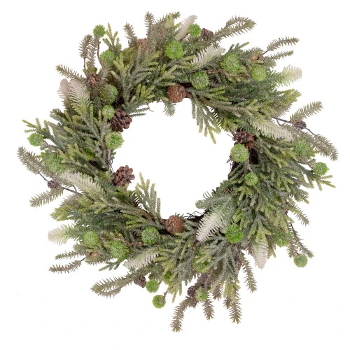 Northlight Artificial Christmas Wreath With Frosted Foliage And Pine Cones - 24" - Unlit 3 Northlight Artificial Christmas Wreath With Frosted Foliage And Pine Cones - 24" - Unlit