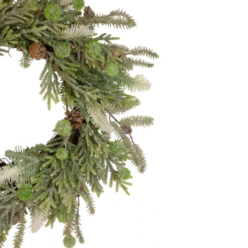 Northlight Artificial Christmas Wreath With Frosted Foliage And Pine Cones - 24" - Unlit 6 Northlight Artificial Christmas Wreath With Frosted Foliage And Pine Cones - 24" - Unlit - Image 4