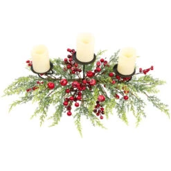 Northlight Apples And Berries Triple Pillar Christmas Candle Holder - 36" - Green And Red -Christmas Decor Sale northlight yk95973 03 14158.1722387419