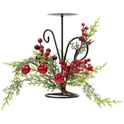 Northlight Apples And Berries Christmas Pillar Candle Holder - 10" - Green And Red -Christmas Decor Sale northlight yk95974 02 89767.1722387422