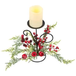 Northlight Apples And Berries Christmas Pillar Candle Holder - 10" - Green And Red -Christmas Decor Sale northlight yk95974 03 14327.1722387417