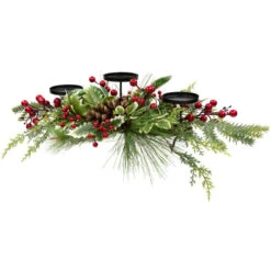 Northlight Holly And Berries Christmas Pillar Candle Holder With Pine Cones - 28" -Christmas Decor Sale northlight yk95994 02 36750.1722387412