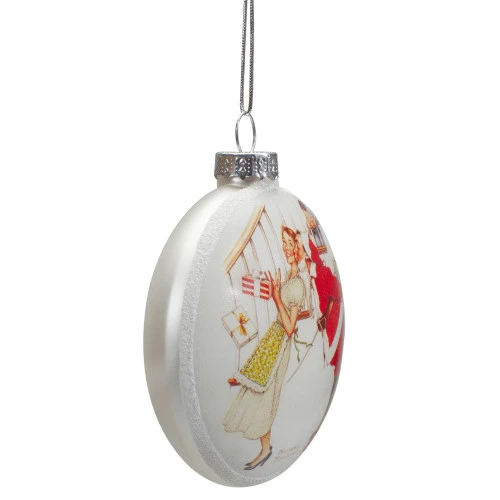 Northlight 3" Norman Rockwell 'Christmas Surprise' Glass Disc Ornament 6 Northlight 3" Norman Rockwell 'Christmas Surprise' Glass Disc Ornament - Image 4
