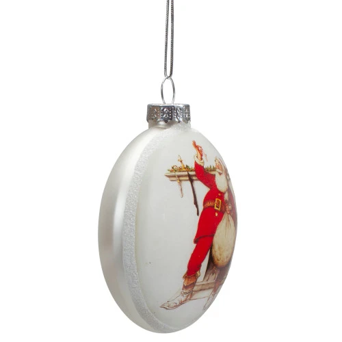 Northlight 3" Norman Rockwell 'Filling The Stockings' Glass Christmas Disc Ornament 6 Northlight 3" Norman Rockwell 'Filling The Stockings' Glass Christmas Disc Ornament - Image 4