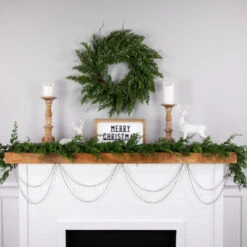 Northlight 15' Shiny Silver Metallic Faceted Beaded Christmas Garland - Unlit -Christmas Decor Sale northlight ys28261 styled20on20fireplace 12254.1686403316